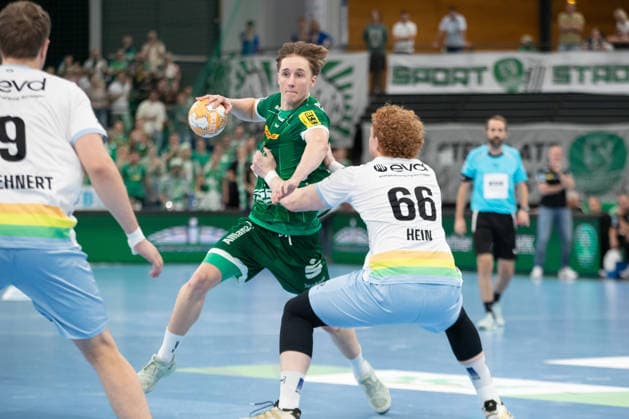 Handball, HBL2 SC DHfK Leipzig vs. TSV Bayer Dormagen, September 27, 2026, Caspar Gauer 25, SC DHfK Leipzig Handball, 2nd Bundesliga, 2026–2027 season, Matchday 5: SC DHfK Leipzig vs. TSV Bayer Dormagen on September 27, 2026, at the Quarterback Immobilien Arena Leipzig Copyright: xBEAUTIFULxSPORTS JanxKaeferx