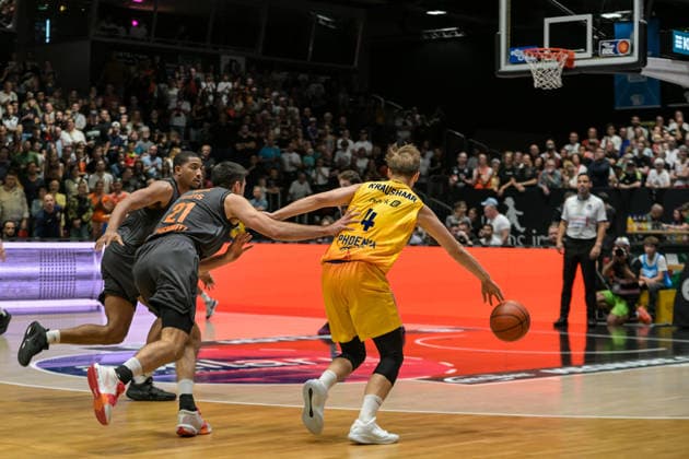 easyCredit Basketball Bundesliga, Matchday 3, Niners Chemnitz vs. Phoenix Hagen, September 27, 2026, starting at 4:30 p.m., Chemnitz, Chemnitz Arena. Pictured: 21 Mateo Seric, 04 Bjarne Kraushaar easyCredit Basketball Bundesliga, Matchday 3, Niners Chemnitz vs. Phoenix Hagen, Chemnitz, Saxony, Germany Copyright: xEHLxMedia MichelxKöhlerx 20262709-Niners-Chemnitz-Phoenix-Hagen_007