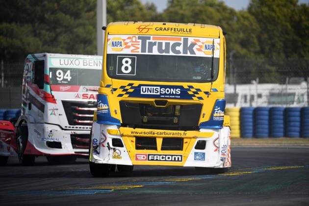 FFSA 24 HEURES CAMIONS 2026 08 ROBINEAU Anthony (fra), Team Robineau, MAN, 94 RODRIGUES Ivan (fra), Team Luxosport, MAN, action, during the 5th round of the Championnat de France FFSA Camions 2026, 24 Heures Camions, from September 26 to 27, 2026 on the Bugatti Circuit, in Le Mans, France - Le MansFrance Copyright: xRAINIERxEHRHARDTx