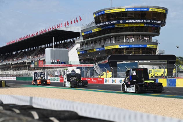FFSA 24 HEURES CAMIONS 2026 10 HERGOTT Aurà lien (fra), Team Camions de Course Francilien, DAF, 40 MONTAGNE Lionel (fra), Team Aravi Racing, Renault, 21 SOUSA Raphaël (fra), Team Viry Truck Racing, Freightliner, action, during the 5th round of the Championnat de France FFSA Camions 2026, 24 Heures Camions, from September 26 to 27, 2026 on the Bugatti Circuit, in Le Mans, France - Le MansFrance Copyright: xRAINIERxEHRHARDTx