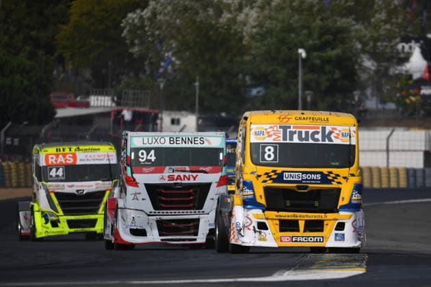 FFSA 24 HEURES CAMIONS 2026 08 ROBINEAU Anthony (fra), Team Robineau, MAN, 94 RODRIGUES Ivan (fra), Team Luxosport, MAN, 44 ANDRE Jonathan (fra), Team Lion Truck Racing, MAN, action, during the 5th round of the Championnat de France FFSA Camions 2026, 24 Heures Camions, from September 26 to 27, 2026 on the Bugatti Circuit, in Le Mans, France - Le MansFrance Copyright: xRAINIERxEHRHARDTx