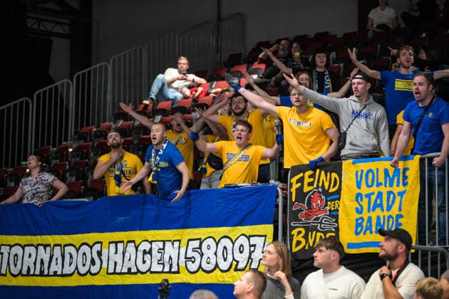 easyCredit Basketball Bundesliga, Matchday 3, Niners Chemnitz vs. Phoenix Hagen, September 27, 2026, starting at 4:30 p.m., Chemnitz, Chemnitz Arena. Pictured: Phoenix Hagen fan section. easyCredit Basketball Bundesliga, Matchday 3, Niners Chemnitz vs. Phoenix Hagen, Chemnitz, Saxony, Germany Copyright: xEHLxMedia MichelxKöhlerx 20262709-Niners-Chemnitz-Phoenix-Hagen_139