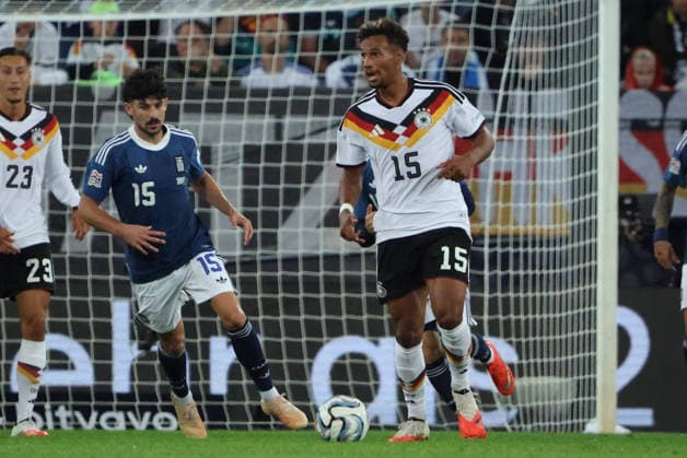 September 27, 2026, Soccer, Men s, 2027 UEFA Nations League, Germany vs. Greece, Bambase Conte (Germany), Thanasis Androutsos (Greece), Augsburg WWK Arena, Bavaria, Germany, DEU Copyright: xSebastianxBachx