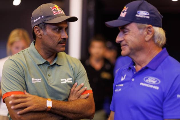 W2RC - RALLYE DU MAROC 2026 SAINZ Carlos (esp), Ford Raptor, Ford Racing, FIA W2RC, ULT T1+, portrait, AL ATTIYAH Nasser (qat), Dacia Sandrider, The Dacia Sandriders, FIA W2RC, ULT T1+, portrait, during the General Briefing of the Rallye du Maroc 2026, 4th round of the 2026 WR2C Championship from September 27, 2026 in Agadir, Morocco - AgadirMorocco Copyright: xFREDERICxLExFLOCxHx