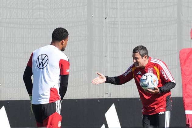 Goalkeeper Noah Atubolu (Germany) in individual training, just as he did before the other two games featuring Marc-André ter Stegen and goalkeeper Alexander Nübel (Germany), who were then called into action. HerzoBase, September 30, 2026: German National Team Nations League preparation, Home Ground, HerzoBase, World of Adidas, Herzogenaurach