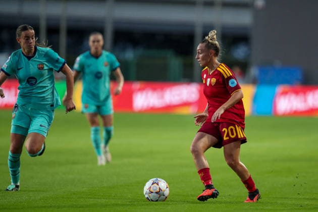 SOCCER - Women s Champions League - AS Roma vs. FC Barcelona, Barca Photo by IPA ABACAPRESS.COM89150159 - Roma vs. Barcelona during the AS Roma vs. FC Barcelona UEFA Champions League Women s soccer match in Rome, Italy, on September 30, 2026 Rome Italy Copyright: xIPAxSport ABACAx