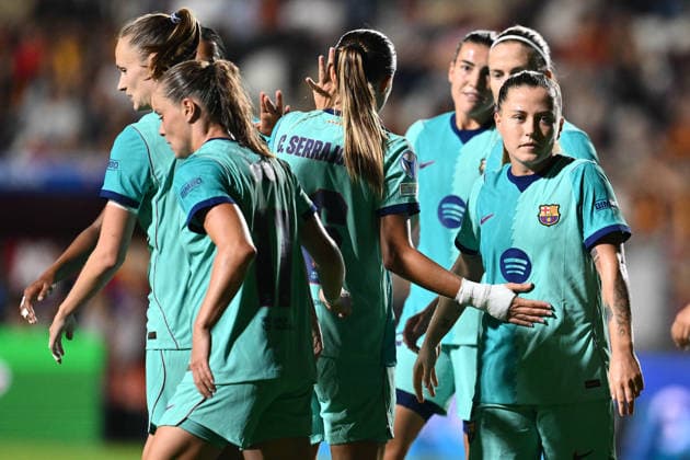 IPA89151564 - Claudia Pina of F.C. Barcelona celebrates after scoring the goal that made the score 0-3 during Matchday 2 of the 2026 27 UEFA Women s Champions League group stage, a soccer match between A.S. Roma and F.C. Barcelona at Tre Fontane Stadium on September 30, 2026, in Rome, Italy. Copyright: xDomenicoxCippitelli IPAxSportx xx IPA89151564