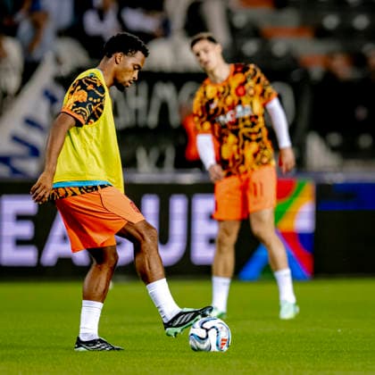 THESSALONIKI: Netherlands defender Jurriën Timber during the UEFA Nations League match between Greece and the Netherlands at Toumba Stadium on October 1, 2026, in Thessaloniki, Greece. Photo by DeFodi Images