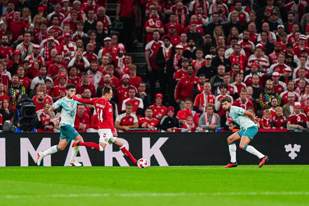 Goal to make it 1–1: Mikkel Damsgaard, Denmark, 14 DEN, Denmark vs. Portugal, Soccer, UEFA Nations League A, Group 4, Matchday 3, 2026–2027 Season, October 1, 2026, DEN, Denmark vs. Portugal, Soccer, UEFA Nations League A, Group 4, Matchday 3, 2026–2027 Season, October 1, 2026, Copenhagen Copyright: xEibner-Pressefoto MarcelxvonxFehrnx EP_MFN