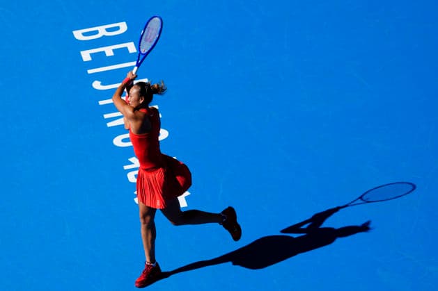 October 1, 2026, Beijing, China: Qinwen Zheng of China plays against Han Shi of China ( not in view) during the Women s singles match on day two of the China Open at the National Tennis Center. Beijing China - ZUMAs197 20261001_aaa_s197_173 Copyright: xPolyxFeix
