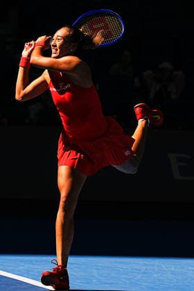 October 1, 2026, Beijing, China: Qinwen Zheng of China plays against Han Shi of China ( not in view) during the Women s singles match on day two of the China Open at the National Tennis Center. Beijing China - ZUMAs197 20261001_aaa_s197_172 Copyright: xPolyxFeix