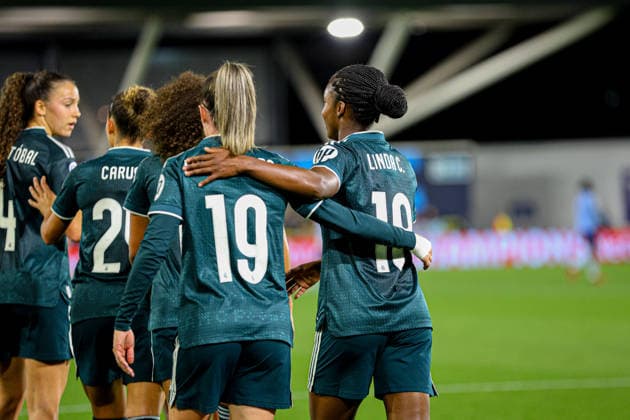 MANCHESTER, ENGLAND - October 1: Goal. Linda Caicedo of Real Madrid celebrates scoring during the UEFA Womens Champions League match between Manchester City and Real Madrid at Joie Stadium on October 1, 2026 in Manchester, England. (Photo by Natalie Mincher Sports Press Photo SPP) Copyright: xNataliexMincher SPPx Sportspressphoto_SPR243438