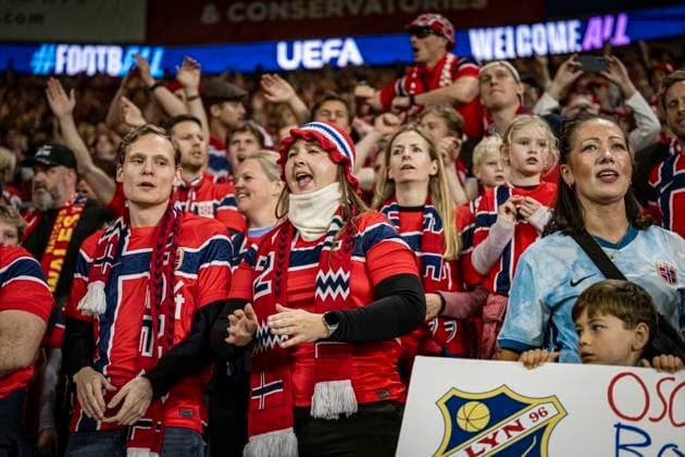 RECORD DATE NOT STATED 1st October 2026; Cardiff City Stadium, Cardiff, Wales; UEFA Nations League Football, Wales versus Norway; Norway fans cheer their team GodfreyxPitt