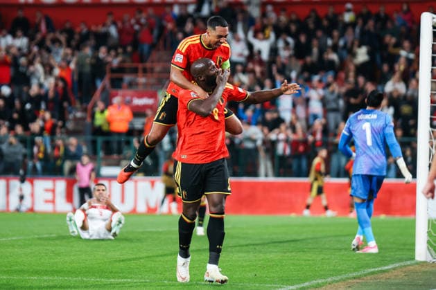 LIEGE, BELGIUM - OCTOBER 02: Youri Tielemans (Belgien, 8) Romelu Lukaku (Belgien, 9) celebrates after scoring the 3:0 UEFA Nations League match between Belgium and Türkiye at Stade Maurice Dufrasne on October 02, 2026 in Liege, Belgium. UEFA Nations League match between Belgium and Türkiye at Stade Maurice Dufrasne on October 02, 2026 in Liege, Belgium. Copyright: xNatachaxFreisenx