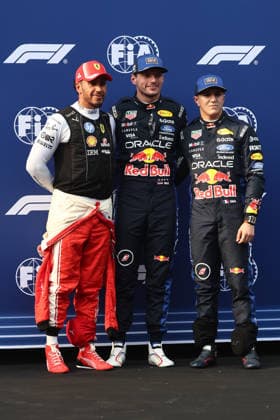 F1 Bahrain Grand Prix In Malaysia - Qualifying SEPANG, MALAYSIA - OCTOBER 3: Lewis Hamilton of Ferrari, pole sitter Max Verstappen and Isack Hadjar of Red Bull Racing after the qualifying ahead of the Formula 1 Bahrain Grand Prix at Sepang International Circuit in Sepang, Malaysia on October 3, 2026. Jakub Porzycki Anadolu Sepang Malaysia. Editorial use only. Please get in touch for any other usage. Copyright: x2026xAnadoluxJakubxPorzyckix