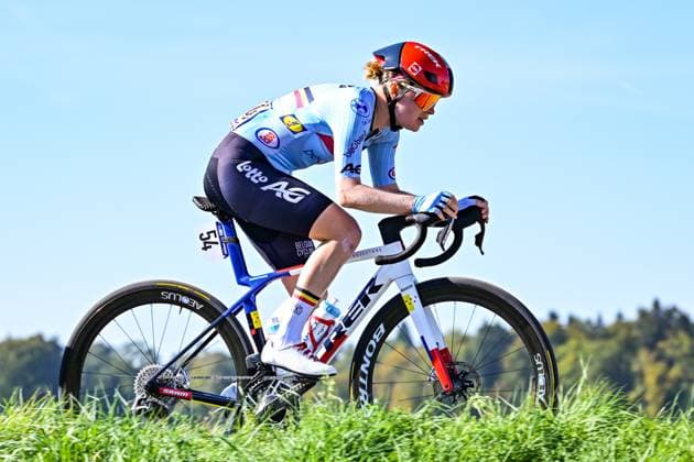 Belgium s Margot Vanpachtenbeke is pictured in action during the elite women Road Race race (130 km) at the cycling UEC Road European Championships, in Ljubljana, Slovenia Saturday 3 October 2026. The UEC Road European Championships are taking place from 02 to 07 October in Ljubljana, Slovenia. DAVIDxPINTENS x188613301x
