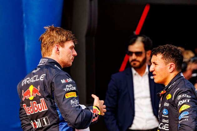 RECORD DATE NOT STATED 3rd October 2026; Sepang IC, Kuala Lumpur, Malaysia; Formula 1, Bahrain Grand Prix, Qualifying Day; Oracle Red Bull Racing driver Max Verstappen of Netherlands, Oracle Red Bull Racing driver Isack Hadjar of France celebrates first and third in Qualifying at the Bahrain Grand Prix StephenxBlackberry