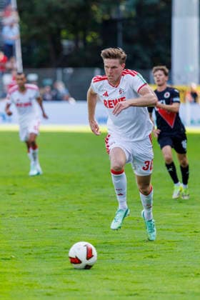 KOELN, GERMANY - OCTOBER 3, 2026: Marius Bülter (1. FC Köln, 30) during the friendly match between FC Viktoria Köln vs. 1. FC Köln at the Sportpark Hoehenberg on October 3, 2026 in Koeln, Germany. DFL REGULATIONS PROHIBIT ANY USE OF PHOTOGRAPHS AS IMAGE SEQUENCES AND OR QUASI-VIDEO. Nordrhein-Westfalen Germany Copyright: xLeahxKohringx