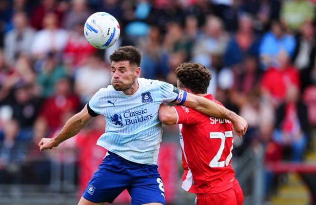 Joe Edwards of Plymouth Argyle battles with Tony Springett of Leyton Orient Leyton Orient v Plymouth Argyle, EFL Sky Bet League One, Football, BetWright Stadium, London, UK - 03 Oct 2026London BetWright Stadium United Kingdom EDITORIAL USE ONLY No use with unauthorised audio, video, data, fixture lists, club league logos or live services. Online in-match use limited to 120 images, no video emulation. No use in betting, games or single club league player publications. Copyright: xJavierxGarcia Shutterstockx 17183391at