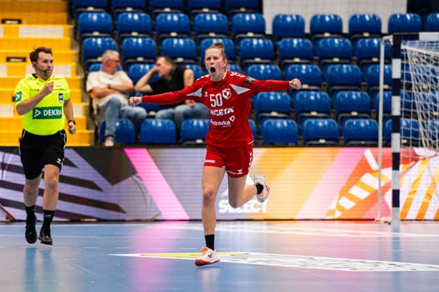 HSG Blomberg Lippe (GER) vs. HC Podravka (CRO), Handball, EHF Champions League Women, Group Stage, October 3, 2026, 2026–2027 Season, Lemgo: Andrea Simara of HC Podravka, 50, celebrates after scoring a goal at the Phoenix Contact Arena in Lemgo, Germany