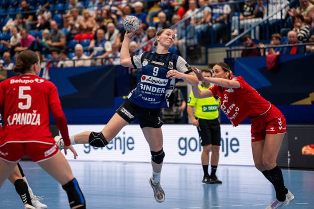 HSG Blomberg Lippe (GER) vs. HC Podravka (CRO), Handball, EHF Champions League Women, Group Stage, October 3, 2026, 2026–2027 Season, Lemgo’s Nieke Kuehne of HSG Blomberg Lippe, 9th in goal-scoring at the Lemgo Phoenix Contact Arena, Germany