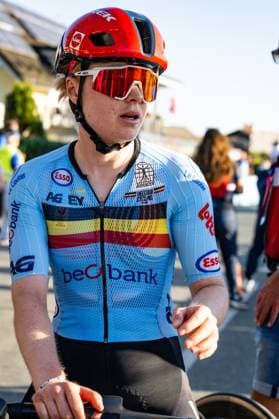 Belgium s Margot Vanpachtenbeke is pictured after the elite women Road Race race (130 km) at the cycling UEC Road European Championships, in Ljubljana, Slovenia Saturday 3 October 2026. The UEC Road European Championships are taking place from 02 to 07 October in Ljubljana, Slovenia. DAVIDxPINTENS x188627265x