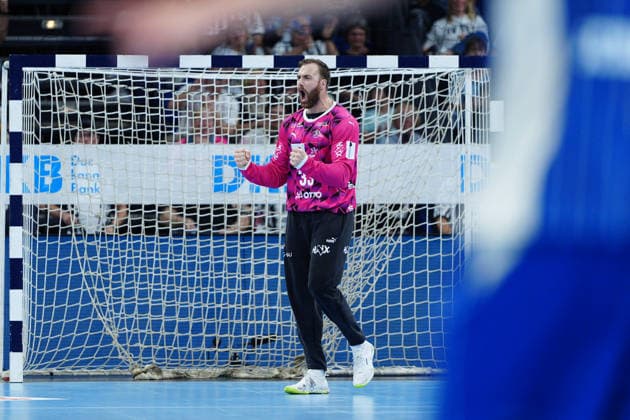 Celebration after a save by Andreas Wolff, THW Kiel, 33 GER, THW Kiel vs. VfL Gummersbach, Handball, Bundesliga 1, Matchday 7, 2026–2027 Season, October 3, 2026 GER, THW Kiel vs. VfL Gummersbach, Handball, 1st Bundesliga, Matchday 7, 2026–2027 Season, October 3, 2026 Kiel Copyright: xEibner-Pressefoto MarcelxvonxFehrnx EP_MFN