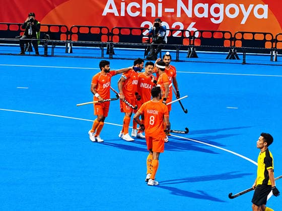 RECORD DATE NOT STATED India s Men s Hockey Team Wins Gold Medal at the Asian Games 2026 Kakamigahara Japan , Oct 03 (ANI): Indian Men s Hockey team celebrates after defeating Malaysia 5-1 in the final to win the gold medal at the Asian Games 2026 in Aichi-Nagoya, in Kakamigahara on Saturday. Kakamigahara Japan Copyright: xANIx ANI_20261003269