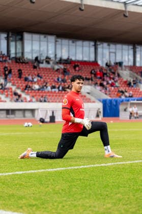 KSV Hessen Kassel vs. SSV Ulm 1846 Soccer, Regionalliga Südwest, Matchday 10, Auestadion Kassel, October 3, 2026—warm-up, Danilo Margheriti, SSV Ulm 1846, soccer, 48 KSV Hessen Kassel vs. SSV Ulm 1846, soccer, Regionalliga Southwest, Matchday 10, Auestadion Kassel, October 3, 2026; Photo by Lucca Fundel, Kassel Auestadion, Hesse, Germany