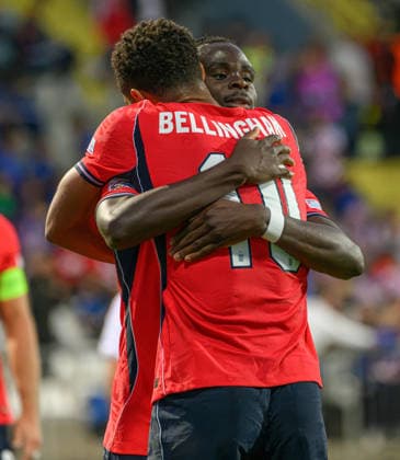 03 October 2026 - Croatia v England - UEFA Nations League - Stadion HNK - Rijeka - Croatia. Croatia v England - UEFA Nations League - Stadion HNK - Rijeka - Croatia. England s Bukayo Saka celebrates his goal with Jude Bellingham. Picture : Mark Pain RIJEKA CROATIA Copyright: xMarkxPainx