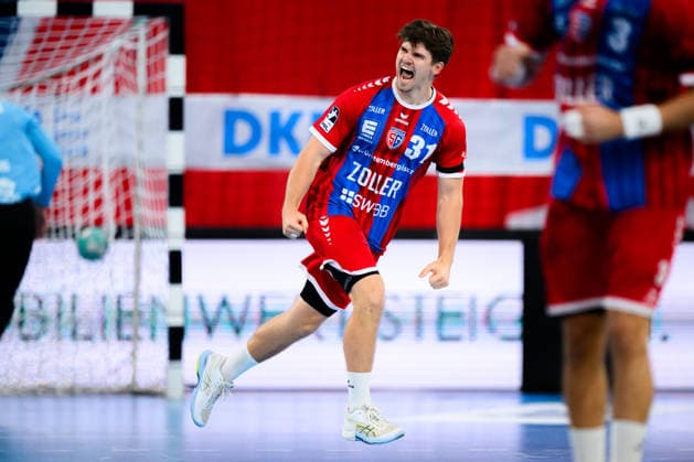 Bietigheim HBL 26 27 SG BBM Bietigheim Fuechse Berlin Alexander Pfeifer Bietigheim Celebration Joy Emotion Goal Celebration Goal Scorers Goal Scorer Bietigheim Bissingen Egetrans Arena Baden-Württemberg Germany