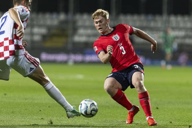 Croatia v England - UEFA Nations League RIJEKA, CROATIA - OCTOBER 03: Lewis Hall (3) of England in action during their UEFA Nations League, League A, Group A3 soccer match at Stadion HNK Rijeka in Rijeka, Croatia on October 03, 2026. Stringer Anadolu Grad Zagreb Croatia. Editorial use only. Please get in touch for any other usage. Copyright: x2026xAnadoluxStringerx
