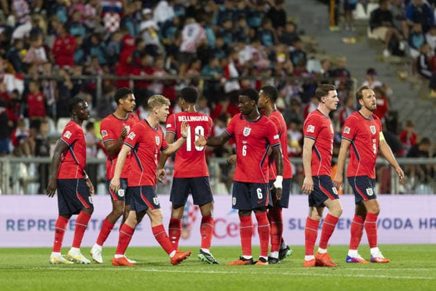 Croatia v England - UEFA Nations League RIJEKA, CROATIA - OCTOBER 03: Players of England celebrate after scoring a goal during their UEFA Nations League, League A, Group A3 soccer match at Stadion HNK Rijeka in Rijeka, Croatia on October 03, 2026. Stringer Anadolu Grad Zagreb Croatia. Editorial use only. Please get in touch for any other usage. Copyright: x2026xAnadoluxStringerx