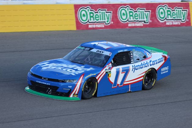 LAS VEGAS, CA - OCTOBER 03: Corey Day ( 17 Hendrick Motorsports HendrickCars.com Chevrolet) during the Focused Health 302 NASCAR, Motorsport, USA O™Reilly Auto Parts Series race on October 3, 2026, at Las Vegas Motor Speedway in Las Vegas, NV. (Photo by Marc Sanchez LVMS Icon Sportswire) AUTO: OCT 03 NASCAR O™Reilly Auto Parts Series Focused Health 302 EDITORIAL USE ONLY Icon14426100307968