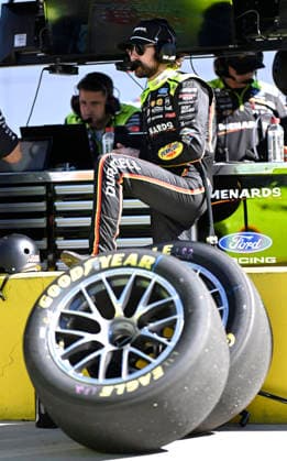 LAS VEGAS, NV - OCTOBER 03: Ryan Blaney ( 12 Team Penske Menards Duracell Ford) stands in his pit following practice for the NASCAR, Motorsport, USA Cup Series Playoffs South Point 400 race at Las Vegas Motor Speedway Saturday Oct. 3, 2026 in Las Vegas, Nevada. (Photo by Will Lester Icon Sportswire) AUTO: OCT 03 NASCAR Cup Series Playoffs South Point 400 EDITORIAL USE ONLY Icon26100311752
