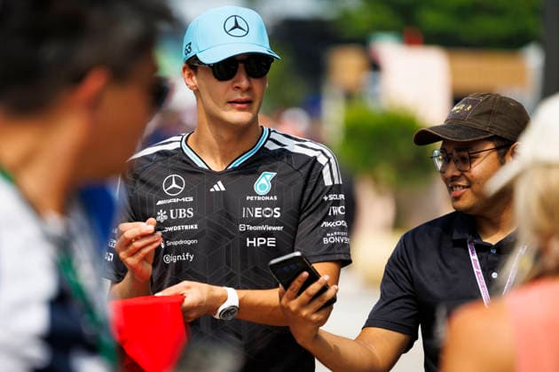 4th October 2026; Sepang IC, Kuala Lumpur, Malaysia; Formula 1, Bahrain Grand Prix, Race Day; George Russell (63) of Great Britain and Mercedes-AMG PETRONAS Formula One Team StephenxBlackberry