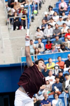 October 4, 2026, Tokyo, Japan: Jaume Munar (Spain) serves against Kyrian Jacquet (France) during their Quarter-final match at the Kinoshita Group Japan Open Tennis Championships at Ariake Colosseum in Tokyo. The tournament runs from September 29 to October 6. Munar won 6-4, 6-2. Tokyo Japan - ZUMAm191 20261004_aap_m191_042 Copyright: xRodrigoxReyesxMarinx