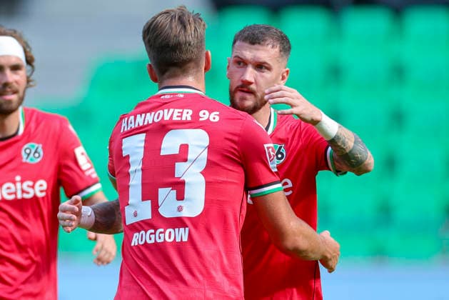 Marcel Hartel of Hannover 96 celebrates his 1-0 goal with Franz Roggow of Hannover 96 during the friendly match between Hannover 96 and SC Verl at the Heinz von Heiden Arena on October 3, 2026, in Hannover, Germany. Photo by Marco Steinbrenner, DeFodi Images. Marcel Hartel of Hannover 96 celebrates after scoring his team’s first goal with Franz Roggow of Hannover 96 during the friendly match between Hannover 96 and SC Verl at the Heinz von Heiden Arena on October 3, 2026 in Hannover, Germany. Photo by Marco Steinbrenner, DeFodi Images. Photo by Marco Steinbrenner, DeFodi Images.