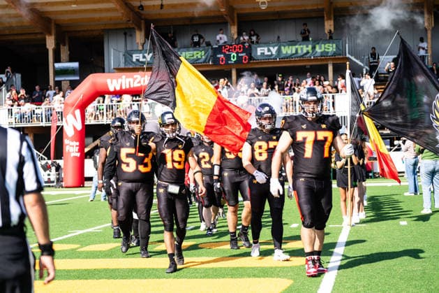 AMERICAN FOOTBALL - IFAF EC, AUT vs BEL SALZBURG,AUSTRIA,04.OCT.26 - AMERICAN FOOTBALL - IFAF European Championship, EM, Europameisterschaft Austria vs Belgium. Image shows the team of BEL. GEPAxpictures xJulioxArellano