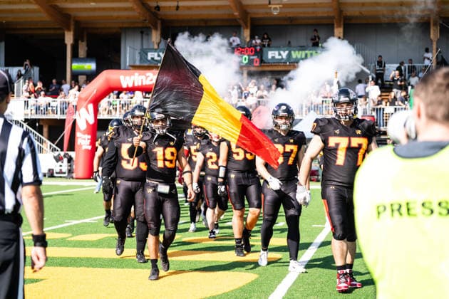 AMERICAN FOOTBALL - IFAF EC, AUT vs BEL SALZBURG,AUSTRIA,04.OCT.26 - AMERICAN FOOTBALL - IFAF European Championship, EM, Europameisterschaft Austria vs Belgium. Image shows the team of BEL. GEPAxpictures xJulioxArellano
