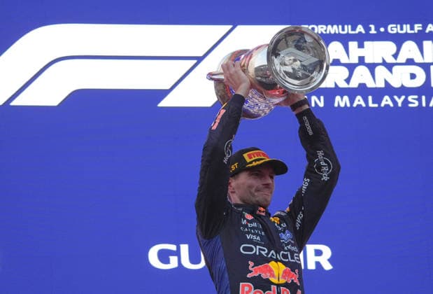 October 4, 2026, Sepang, Selangor, Malaysia: Oracle Red Bull Racing driver Max Verstappen (3) celebrates on the podium after winning the Formula 1 Gulf Air Bahrain Grand Prix in Malaysia at the PETRONAS Sepang International Circuit, in Sepang, Selangor, Malaysia. Sepang Malaysia - ZUMAk197 20261004_zsp_k197_008 Copyright: xRanjithxKumarx