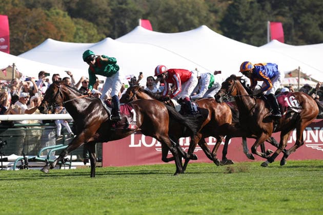 October 4, 2026, xsefx, Equestrian Sports, Horse Racing at Paris Longchamp, Highlights from the Prix de l Arc de Triomphe: Daryz wins the Qatar Prix de l Arc de Triomphe (Group 1, France) under jockey Mickael Barzalona
