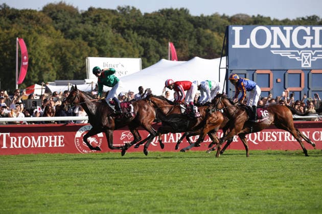 October 4, 2026, xsefx, Equestrian Sports, Horse Racing at Paris Longchamp, Highlights from the Prix de l Arc de Triomphe: Daryz wins the Qatar Prix de l Arc de Triomphe (Group 1, France) under jockey Mickael Barzalona