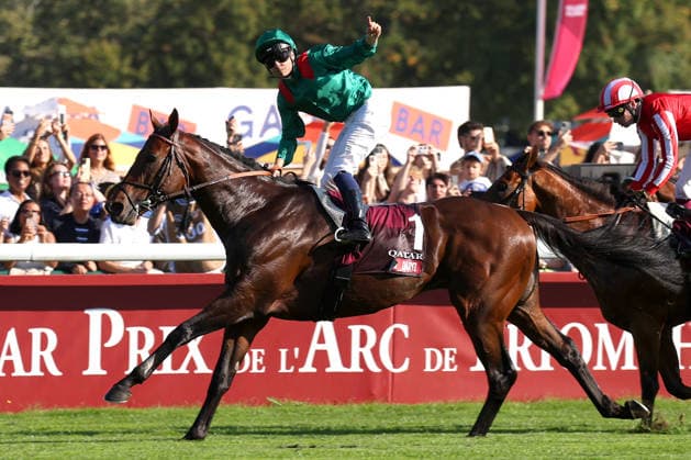 October 4, 2026, xsefx, Equestrian Sports, Horse Racing at Paris Longchamp, Highlights from the Prix de l Arc de Triomphe: Daryz wins the Qatar Prix de l Arc de Triomphe (Group 1, France) under jockey Mickael Barzalona