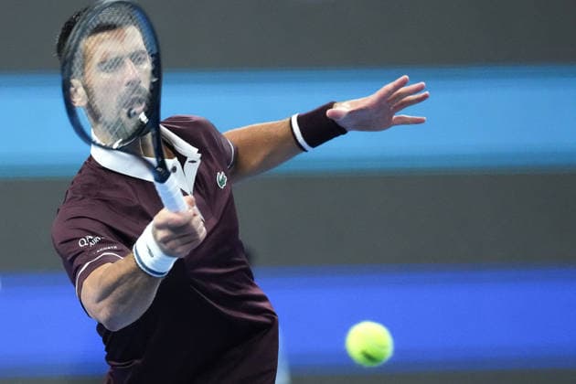 (261004) -- BEIJING, Oct. 4, 2026 -- Novak Djokovic competes during the men s singles quarterfinal match between Alexander Zverev of Germany and Novak Djokovic of Serbia at 2026 China Open tennis tournament in Beijing, China, Oct. 4, 2026. ) (SP)CHINA-BEIJING-TENNIS-CHINA OPEN-MEN S SINGLES(CN) JuxHuanzong