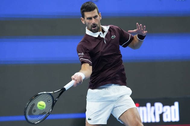 (261004) -- BEIJING, Oct. 4, 2026 -- Novak Djokovic competes during the men s singles quarterfinal match between Alexander Zverev of Germany and Novak Djokovic of Serbia at 2026 China Open tennis tournament in Beijing, China, Oct. 4, 2026. ) (SP)CHINA-BEIJING-TENNIS-CHINA OPEN-MEN S SINGLES(CN) JuxHuanzong