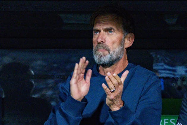 Nations League, Group A, Matchday 4, Greece vs. Germany at Toumba Stadium in Thessaloniki; Jürgen Klopp leads the German team in singing the national anthem Copyright: xBahhoxKarax