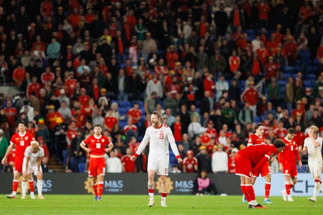 RECORD DATE NOT STATED 4th October 2026; Cardiff City Stadium, Cardiff, Wales; UEFA Nations League Football, Wales versus Denmark; Rasmus Kristensen of Denmark celebrates win at final whistle AmandaxMcMaster