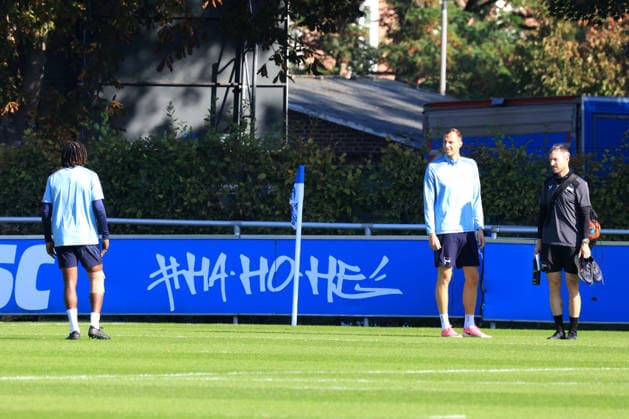 October 5, 2026, Germany, Soccer, 2. Bundesliga, 2026–2027 season, Sportforum, Hertha BSC, Training: Deyovaisio Zeefuik (Hertha BSC Berlin 42), Gustaf Nilsson (Hertha BSC Berlin 9), 2nd Division, DFB and DFL regulations prohibit any use of photographs as image sequences and or quasi-video. nordphoto GmbH, Engler, Berlin, Sportforum, Berlin, Germany Copyright: xNordphotox xEnglerx