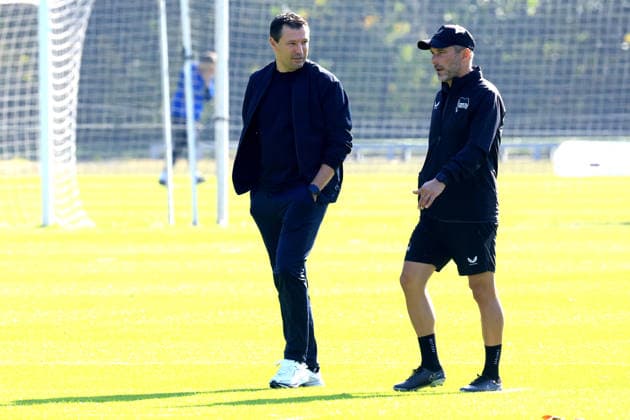 October 5, 2026, Germany, Soccer, 2. Bundesliga, 2026–2027 Season, Sportforum, Hertha BSC, Training with Benjamin Weber, Sports Director, Hertha BSC Berlin, Head Coach Stefan Leitl, Hertha BSC Berlin, 2nd Division. DFB and DFL regulations prohibit any use of photographs as image sequences and or quasi-video. nordphoto GmbH, Engler, Berlin, Sportforum, Berlin, Germany Copyright: xNordphotox xEnglerx